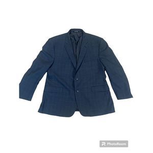Jos A Bank Blazer Jacket Mens 48R 100% Wool 2 Button Blue Sport Coat Suit Jacket